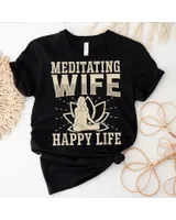 Meditating Wife Happy Life Yoga Asana Spirituality Mediation T-Shirt 2 Unisex Standard T-Shirt black s